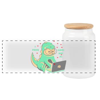 Love 💘 I frog amoi mai AI - Boîte à biscuits avec couvercle en bois - blanc - Devant