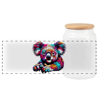 Koala - Panoramic Cookie Jar with Wooden Lid - white - Front