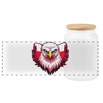 Polska Eagle Poland Polish Flag - Panoramic Cookie Jar with Wooden Lid - white - Front
