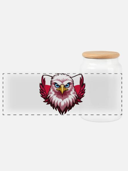 Polska Adler Polen Polnische Flagge - Panorama Keksdose mit Holzdeckel - Weiß