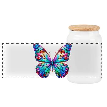 Schmetterling - Panorama Keksdose mit Holzdeckel - Weiß - Vorne
