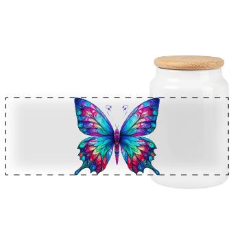 Schmetterling - Panorama Keksdose mit Holzdeckel - Weiß - Vorne