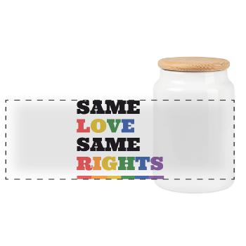 Mois de la fierté LGBTQ - Même amour, mêmes droits - Boîte à biscuits avec couvercle en bois - blanc - Devant
