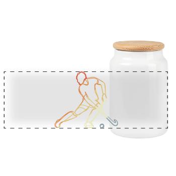 Vintage Field Hockey Sketch - Panoramic Cookie Jar with Wooden Lid - white - Front