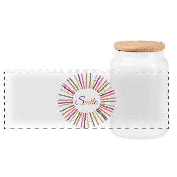 Smile - Panoramic Cookie Jar with Wooden Lid - white - Front