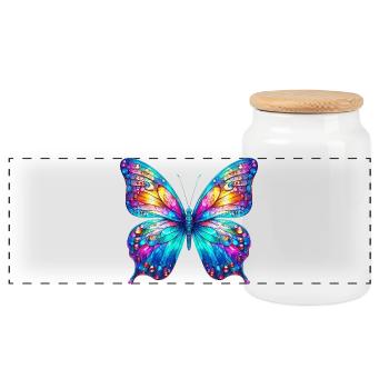 Schmetterling - Panorama Keksdose mit Holzdeckel - Weiß - Vorne