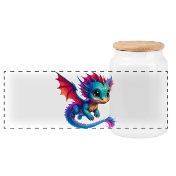 Dragon - Boîte à biscuits avec couvercle en bois - blanc - Devant