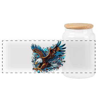 Eagle - Panoramic Cookie Jar with Wooden Lid - white - Front