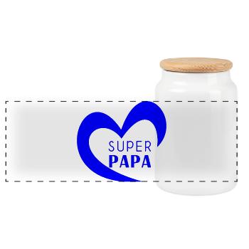 PAPA. VATERTAG. FROHER VATERTAG. ALLES GUTE ZUM GEBURTSTAG. - Panorama Keksdose mit Holzdeckel - Weiß - Vorne