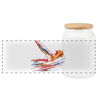 Planche à voile à l’ancienne - Boîte à biscuits avec couvercle en bois - blanc - Devant