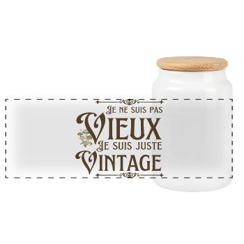 I'm Not Old I'm Just Vintage - Panoramic Cookie Jar with Wooden Lid - white - Front