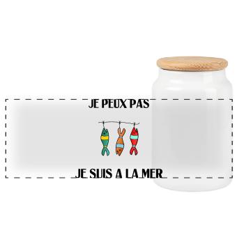I CAN'T I AM AT THE SEA - Panoramic Cookie Jar with Wooden Lid - white - Front
