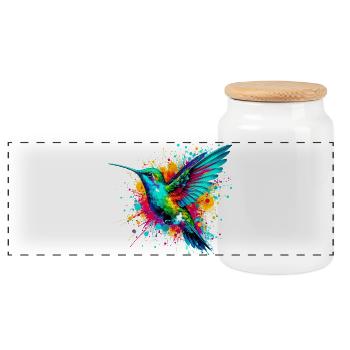 Kolibri - Panorama Keksdose mit Holzdeckel - Weiß - Vorne