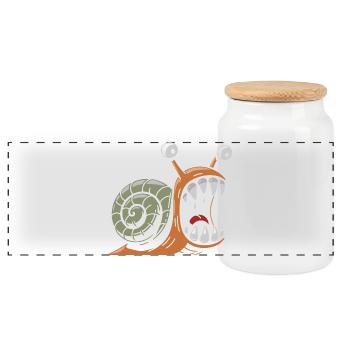Snail with large teeth - Panoramic Cookie Jar with Wooden Lid - white - Front