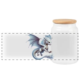 Dragon - Boîte à biscuits avec couvercle en bois - blanc - Devant