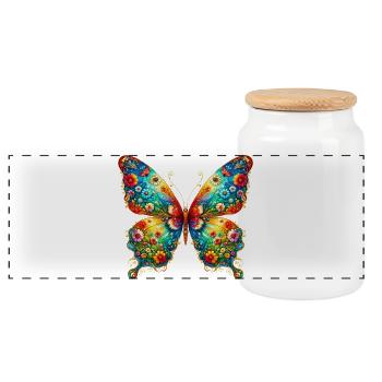 Papillon - Boîte à biscuits avec couvercle en bois - blanc - Devant