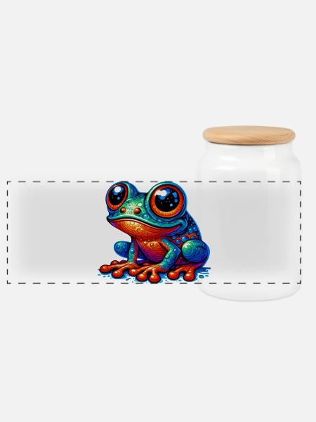 Frosch - Panorama Keksdose mit Holzdeckel - Weiß