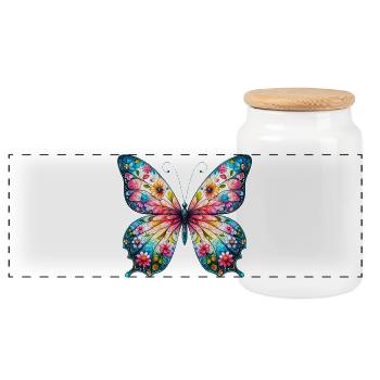 Schmetterling - Panorama Keksdose mit Holzdeckel - Weiß - Vorne
