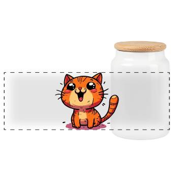 Chat - Boîte à biscuits avec couvercle en bois - blanc - Devant