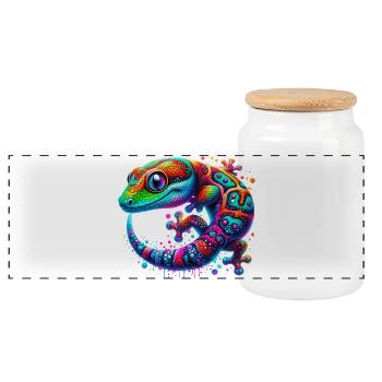 Gecko - Boîte à biscuits avec couvercle en bois - blanc - Devant