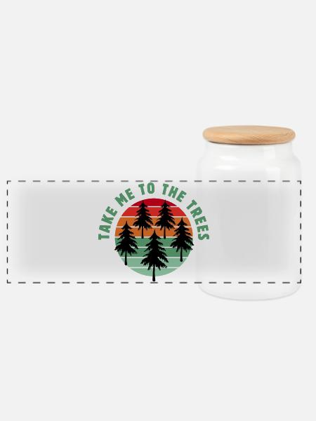 Take me to the trees - Panoramic Cookie Jar with Wooden Lid - white