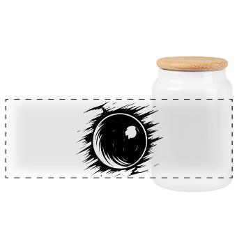 Boule de bowling croquis - Boîte à biscuits avec couvercle en bois - blanc - Devant