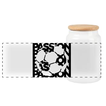 Passion Fußball Leidenschaft Fußballer Logo icon - Panorama Keksdose mit Holzdeckel - Weiß - Vorne