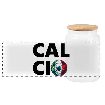 Football italien - Boîte à biscuits avec couvercle en bois - blanc - Devant