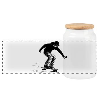Skateboard Garçon Graphique - Boîte à biscuits avec couvercle en bois - blanc - Devant
