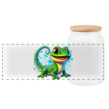 Gecko - Boîte à biscuits avec couvercle en bois - blanc - Devant