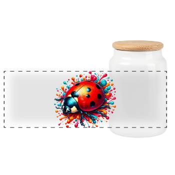 Coccinelle - Boîte à biscuits avec couvercle en bois - blanc - Devant