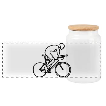 Dessin cycliste - Boîte à biscuits avec couvercle en bois - blanc - Devant