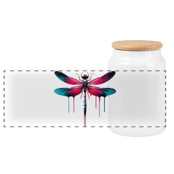 Dragonfly - Panoramic Cookie Jar with Wooden Lid - white - Front