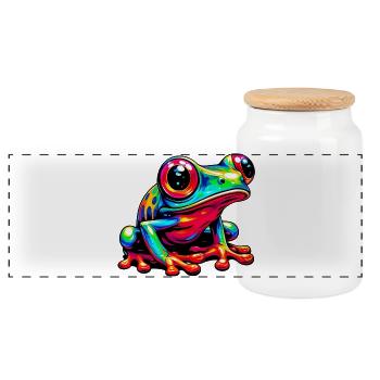 Grenouille - Boîte à biscuits avec couvercle en bois - blanc - Devant