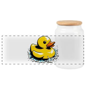 Duckling Duck Duck Duck - Panoramic Cookie Jar with Wooden Lid - white - Front