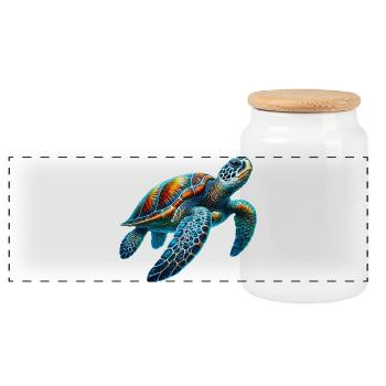 Tortue - Boîte à biscuits avec couvercle en bois - blanc - Devant