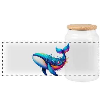 Baleine - Boîte à biscuits avec couvercle en bois - blanc - Devant