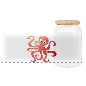 Oktopus Dots Punkte Tintenfisch Tentakel Comic - Panorama Keksdose mit Holzdeckel - Weiß - Vorne