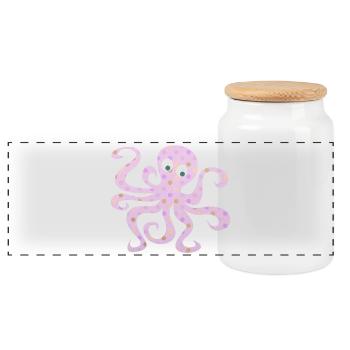 Oktopus Dots rosa Punkte Kinderzimmer Tintenfisch - Panorama Keksdose mit Holzdeckel - Weiß - Vorne