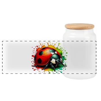 Coccinelle - Boîte à biscuits avec couvercle en bois - blanc - Devant