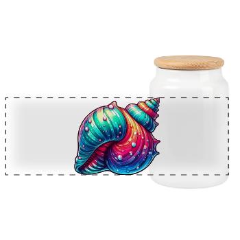 Shell - Panoramic Cookie Jar with Wooden Lid - white - Front