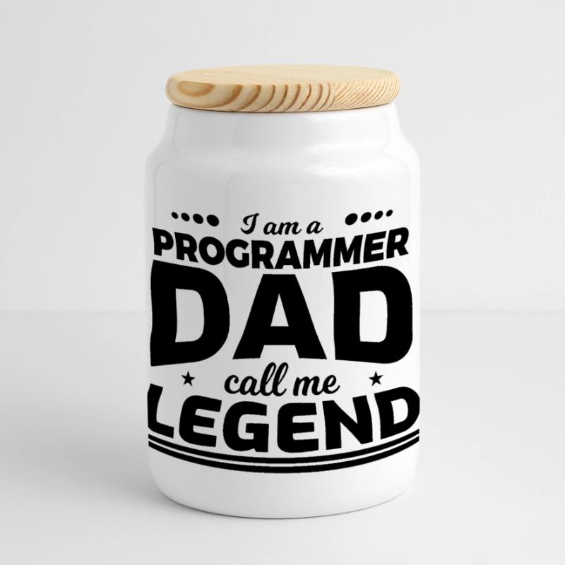 Programmer Father Calls Me Legend Panoramic Cookie Jar with Wooden Lid