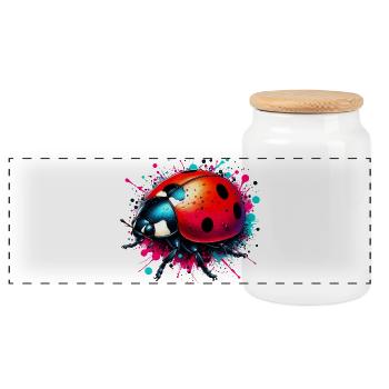 Coccinelle - Boîte à biscuits avec couvercle en bois - blanc - Devant