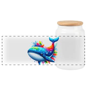 Baleine - Boîte à biscuits avec couvercle en bois - blanc - Devant