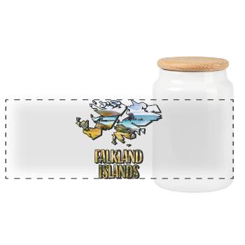 Carte à l’aquarelle Îles Malouines - Boîte à biscuits avec couvercle en bois - blanc - Devant