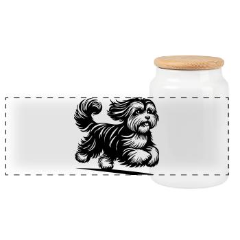 Havanais - Boîte à biscuits avec couvercle en bois - blanc - Devant