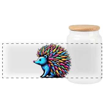 Hérisson - Boîte à biscuits avec couvercle en bois - blanc - Devant
