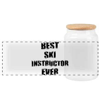 Best ski instructor ever - Panoramic Cookie Jar with Wooden Lid - white - Front