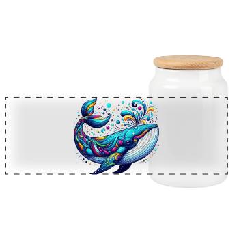 Baleine - Boîte à biscuits avec couvercle en bois - blanc - Devant