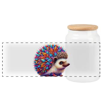 Igel - Panorama Keksdose mit Holzdeckel - Weiß - Vorne